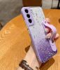 Xiaomi Redmi 9C / 9C NFC, Szilikon tok, közepesen ütésálló, kézpánttal, színátmenetes, csillogó minta, Wooze Strap Star, mintás/lila