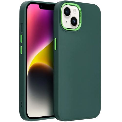 Xiaomi Redmi 9A / 9AT / 9i, Szilikon tok, közepesen ütésálló, fémhatású kamera keret, Frame Case, zöld