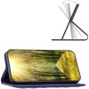 Motorola Moto G71 5G, Oldalra nyíló tok, stand, kártyatartóval, 3D rombusz minta, Wooze Pillow, kék