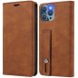 Motorola Moto G52 / G82, Oldalra nyíló tok, stand, kártyatartóval, kézpánttal, Wooze Business Plus, barna