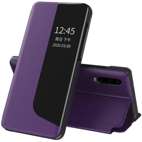 Huawei P40, Oldalra nyíló tok, stand, hívás mutatóval, Wooze FashionBook, lila