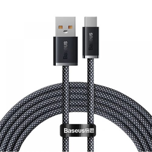 USB töltő- és adatkábel, USB Type-C, 200 cm, 6000 mA, 100W, gyorstöltés, cipőfűző minta, Baseus Dynamic, CALD000716, fekete