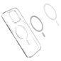 Apple iPhone 14 Pro Max, Műanyag hátlap védőtok + szilikon keret, Magsafe töltővel kompatibilis, karbon minta, Spigen Ultra Hybrid Mag, átlátszó/mintás