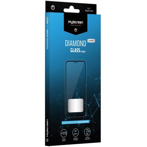 Oppo Reno5 4G / Reno5 5G / Reno5 K / Find X3 Lite, Kijelzővédő fólia, ütésálló fólia (az íves részre is!), Diamond Glass (Edzett gyémántüveg), Full Glue, MyScreen Protector Edge Lite, fekete