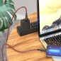 USB Type-C töltő- és adatkábel, Lightning, 100 cm, 2400mA, 20W, törésgátlóval, gyorstöltés, PD, QC, cipőfűző minta, Hoco X94 Leader, arany