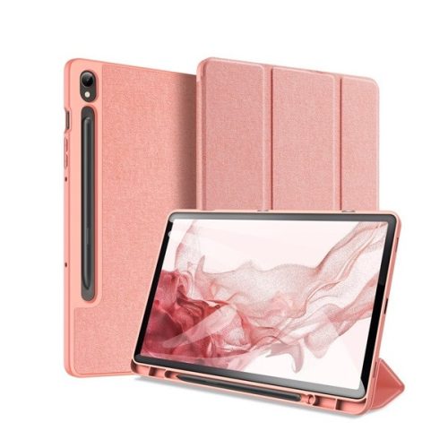Samsung Galaxy Tab S9 11.0 SM-X710 / X716B, mappa tok, Trifold, érintőceruza tartó, Dux Ducis Domo, rózsaszín