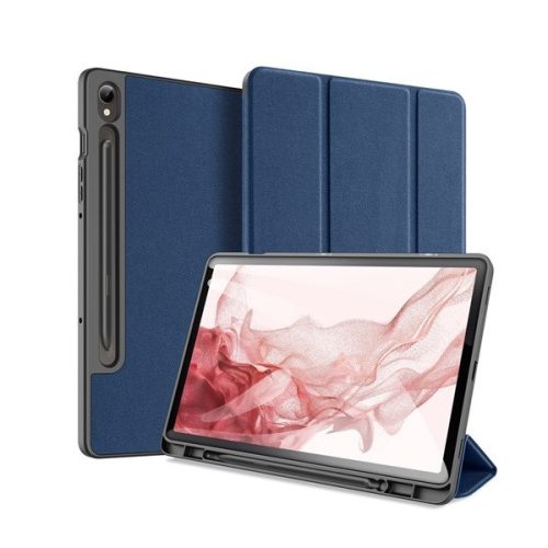 Samsung Galaxy Tab S9 11.0 SM-X710 / X716B, mappa tok, Trifold, S Pen tartóval, Dux Ducis Domo, sötétkék