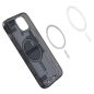 Apple iPhone 15 Plus, Műanyag hátlap védőtok + szilikon keret, Magsafe töltővel kompatibilis, iPhone belső minta, Spigen Ultra Hybrid Zero One Mag, átlátszó/füst
