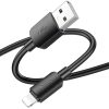 USB töltő- és adatkábel, Lightning, 100 cm, 2400mA, gyorstöltés, PD, Hoco X96 Hyper, fekete