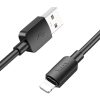 USB töltő- és adatkábel, Lightning, 100 cm, 2400mA, gyorstöltés, PD, Hoco X96 Hyper, fekete