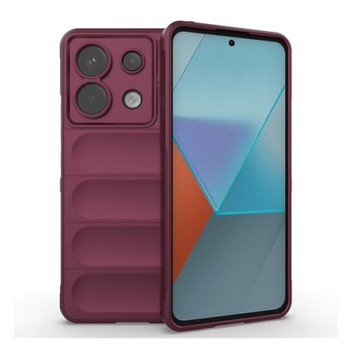 Xiaomi Redmi Note 13 Pro 5G / Poco X6 5G, Szilikon tok, közepesen ütésálló, 3D minta, bordó