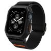Apple Watch 4-6, SE, SE (2022) (44 mm) / Watch 7-9 (45 mm), textíl pótszíj, szilikon keret, közepesen ütésálló, Spigen Lite Fite Pro, fekete