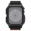 Apple Watch 4-6, SE, SE (2022) (44 mm) / Watch 7-9 (45 mm), textíl pótszíj, szilikon keret, közepesen ütésálló, Spigen Lite Fite Pro, fekete