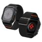Apple Watch 4-6, SE, SE (2022) (44 mm) / Watch 7-9 (45 mm), textíl pótszíj, szilikon keret, közepesen ütésálló, Spigen Lite Fite Pro, fekete