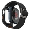 Apple Watch 4-6, SE, SE (2022) (44 mm) / Watch 7-9 (45 mm), textíl pótszíj, szilikon keret, közepesen ütésálló, Spigen Lite Fite Pro, fekete