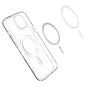 Apple iPhone 15 Plus, Szilikon tok + műanyag keret, közepesen ütésálló, Magsafe töltővel kompatibilis, Spigen Crystal Hybrid Mag, átlátszó/fehér