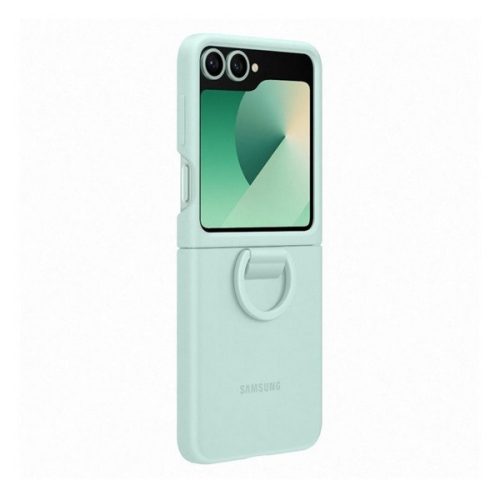 Samsung Galaxy Z Flip6 / Z Flip7 FE SM-F741B / F761B, Szilikon tok, telefongyűrű, menta, gyári