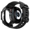 Samsung Galaxy Watch Ultra (47mm) SM-L705, Szilikon védőkeret, ütésálló, szíjjal, Spigen Rugged Armor Pro, fekete