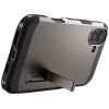 Apple iPhone 16 Plus, Szilikon tok + műanyag hátlap, Magsafe töltővel kompatibilis, kitámasztóval, Spigen Tough Armor Mag, sötétszürke