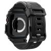 Apple Watch 10 (42 mm), Szilikon védőkeret, ütésálló, szíjjal, Spigen Rugged Armor Pro, fekete