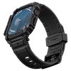 Apple Watch 10 (42 mm), Szilikon védőkeret, ütésálló, szíjjal, Spigen Rugged Armor Pro, fekete
