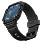 Apple Watch 10 (42 mm), Szilikon védőkeret, ütésálló, szíjjal, Spigen Rugged Armor Pro, fekete