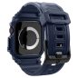 Apple Watch 10 (46 mm), Szilikon védőkeret, ütésálló, szíjjal, Spigen Rugged Armor Pro, sötétkék