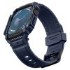 Apple Watch 10 (46 mm), Szilikon védőkeret, ütésálló, szíjjal, Spigen Rugged Armor Pro, sötétkék