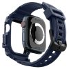 Apple Watch 10 (46 mm), Szilikon védőkeret, ütésálló, szíjjal, Spigen Rugged Armor Pro, sötétkék