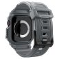 Apple Watch 10 (46 mm), Szilikon védőkeret, ütésálló, szíjjal, Spigen Rugged Armor Pro, sötétszürke