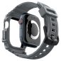 Apple Watch 10 (46 mm), Szilikon védőkeret, ütésálló, szíjjal, Spigen Rugged Armor Pro, sötétszürke