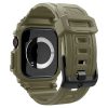 Apple Watch 10 (46 mm), Szilikon védőkeret, ütésálló, szíjjal, Spigen Rugged Armor Pro, sötétzöld