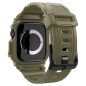 Apple Watch 10 (46 mm), Szilikon védőkeret, ütésálló, szíjjal, Spigen Rugged Armor Pro, sötétzöld