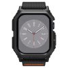 Apple Watch 10 (46 mm), textíl pótszíj, szilikon keret, közepesen ütésálló, Spigen Lite Fite Pro, fekete