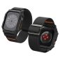 Apple Watch 10 (46 mm), textíl pótszíj, szilikon keret, közepesen ütésálló, Spigen Lite Fite Pro, fekete