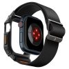 Apple Watch 10 (46 mm), textíl pótszíj, szilikon keret, közepesen ütésálló, Spigen Lite Fite Pro, fekete