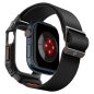 Apple Watch 10 (46 mm), textíl pótszíj, szilikon keret, közepesen ütésálló, Spigen Lite Fite Pro, fekete