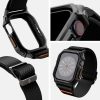 Apple Watch 10 (46 mm), textíl pótszíj, szilikon keret, közepesen ütésálló, Spigen Lite Fite Pro, fekete