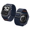 Apple Watch 10 (46 mm), textíl pótszíj, szilikon keret, közepesen ütésálló, Spigen Lite Fite Pro, sötétkék