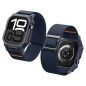 Apple Watch 10 (46 mm), textíl pótszíj, szilikon keret, közepesen ütésálló, Spigen Lite Fite Pro, sötétkék