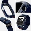 Apple Watch 10 (46 mm), textíl pótszíj, szilikon keret, közepesen ütésálló, Spigen Lite Fite Pro, sötétkék