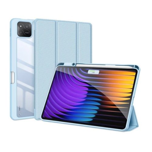 Xiaomi Pad 7 (11.2) / Pad 7 Pro (11.2), mappa tok, Trifold, légpárnás sarok, közepesen ütésálló, érintőceruza tartó, átlátszó hátlap, Dux Ducis Toby, kék