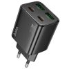 Hálózati töltő adapter, 30W, 2 x USB aljzat, 2 x USB Type-C aljzat, USB Type-C - USB Type-C kábellel, gyorstöltés, PD, GaN, QC 3.0, Hoco N56 Fundador, fekete