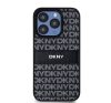 DKNY PU Leather Repeat Pattern Tonal Stripe Apple iPhone 14 Pro hátlap tok, fekete