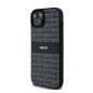DKNY PU Leather Repeat Pattern Tonal Stripe Apple iPhone 15 Plus hátlap tok, fekete