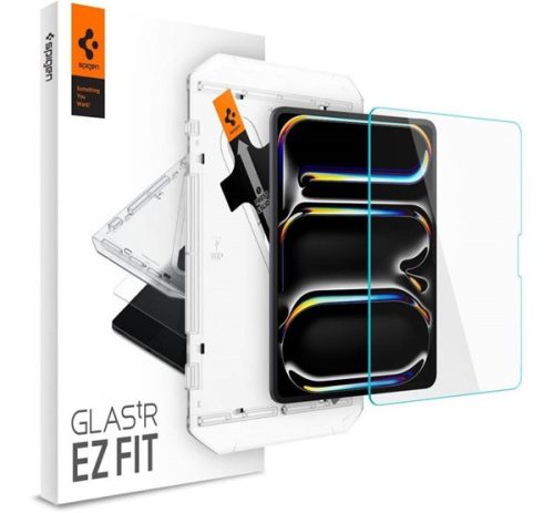 Apple iPad Pro 13 (2024), Kijelzővédő fólia, ütésálló fólia, Tempered Glass (edzett üveg), Spigen Ez Fit, Clear