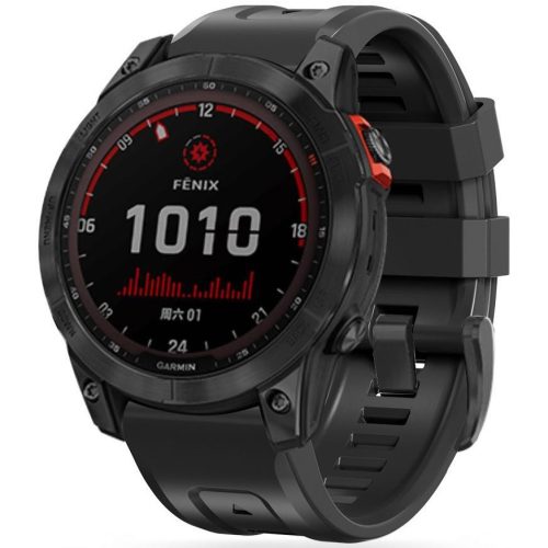 Garmin Fenix 5 / 6 / 6 Pro / 7, szilikon pótszíj, állítható, TP IconBand, fekete