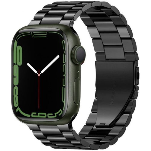 Apple Watch 4-6, SE, SE (2022) (42 / 44 mm) / Watch 7-9 (45 mm) / Watch 10 (46 mm) / Watch Ultra 1-2 (49 mm), fém pótszíj, TP Stainless, fekete