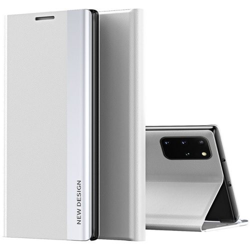 Apple iPhone 16e, Oldalra nyíló tok, stand, Wooze Silver Line, világosszürke
