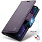 Apple iPhone 13 Pro Max, Oldalra nyíló tok, stand, kártyatartóval, RFID technológiával, Wooze CaseME, lila